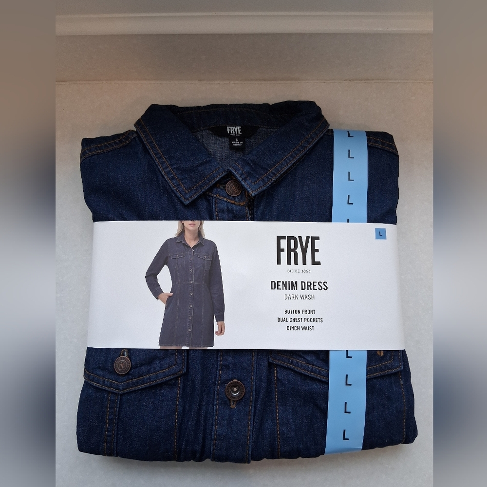 Frye Dark Wash Denim Long Sleeve Dress